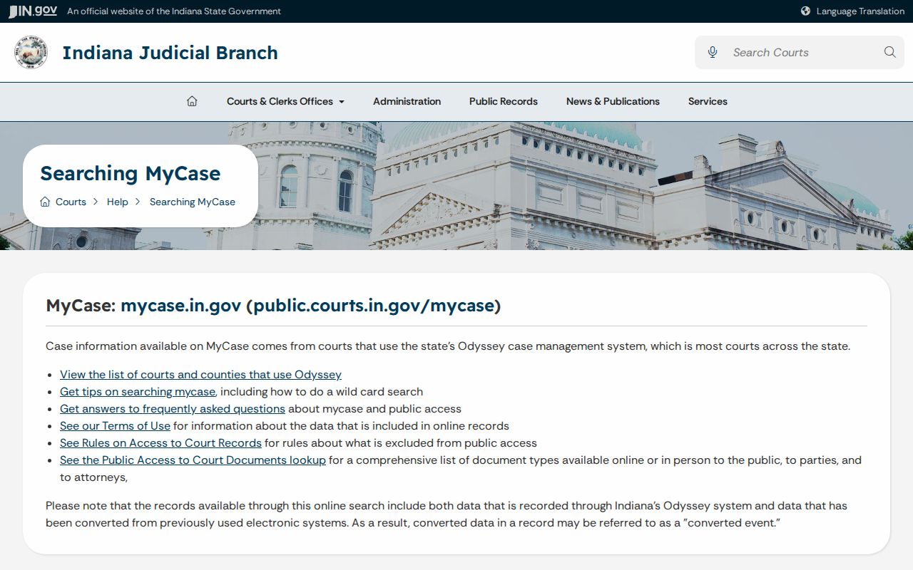 Bartholomew County case search result help and coverage