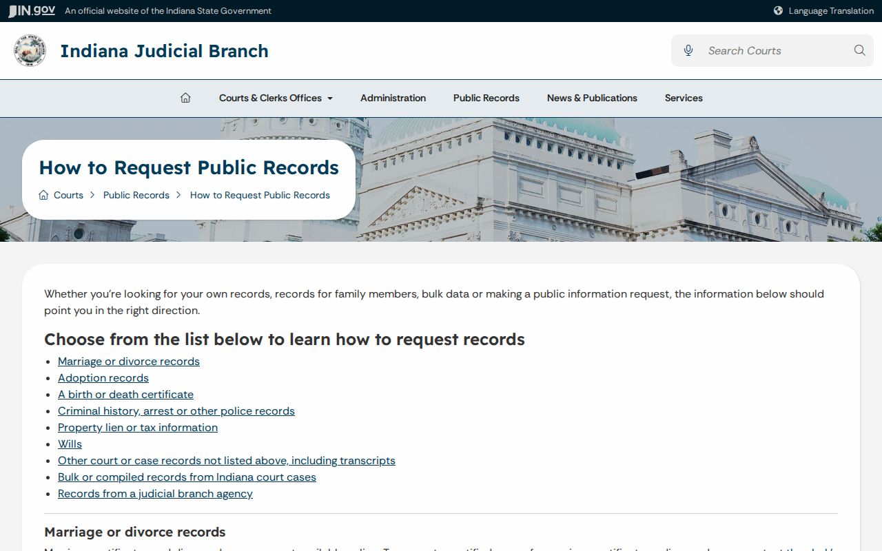 Bartholomew County civil court docket record request guide