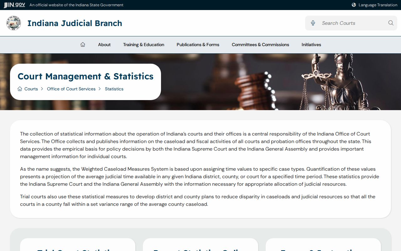 Bartholomew County civil court docket Indiana statistics source