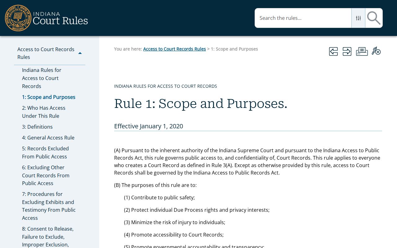 Indiana access presumption for Bartholomew County court records