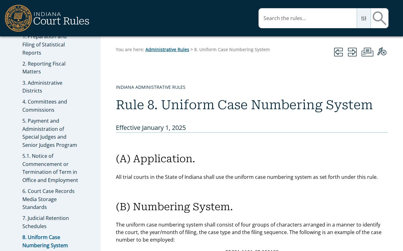 Bartholomew County criminal court docket uniform numbering rule