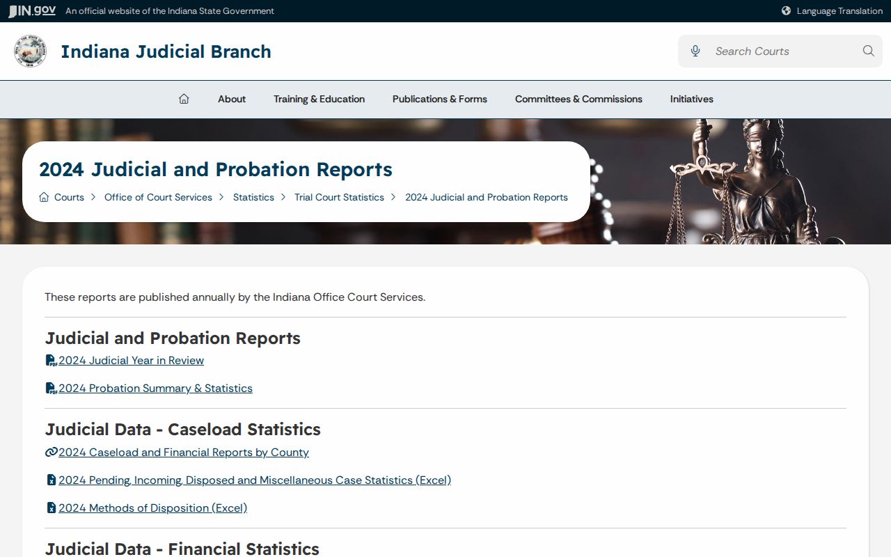 Elizabethtown court records context from Indiana 2024 trial statistics