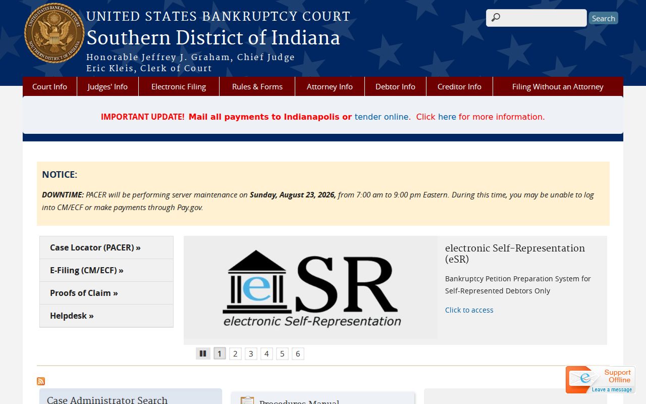 Southern Indiana bankruptcy source for federal Hope court records