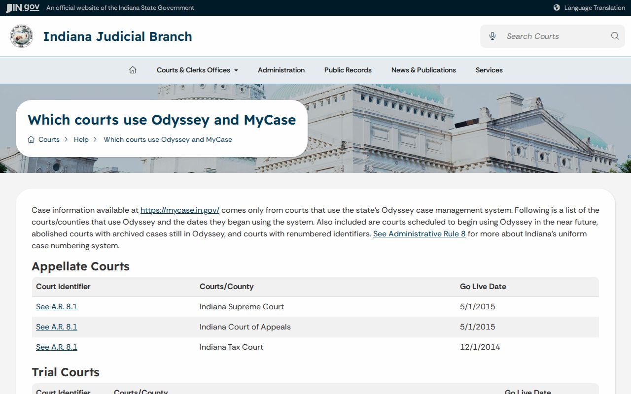 Bartholomew County court docket Odyssey court coverage