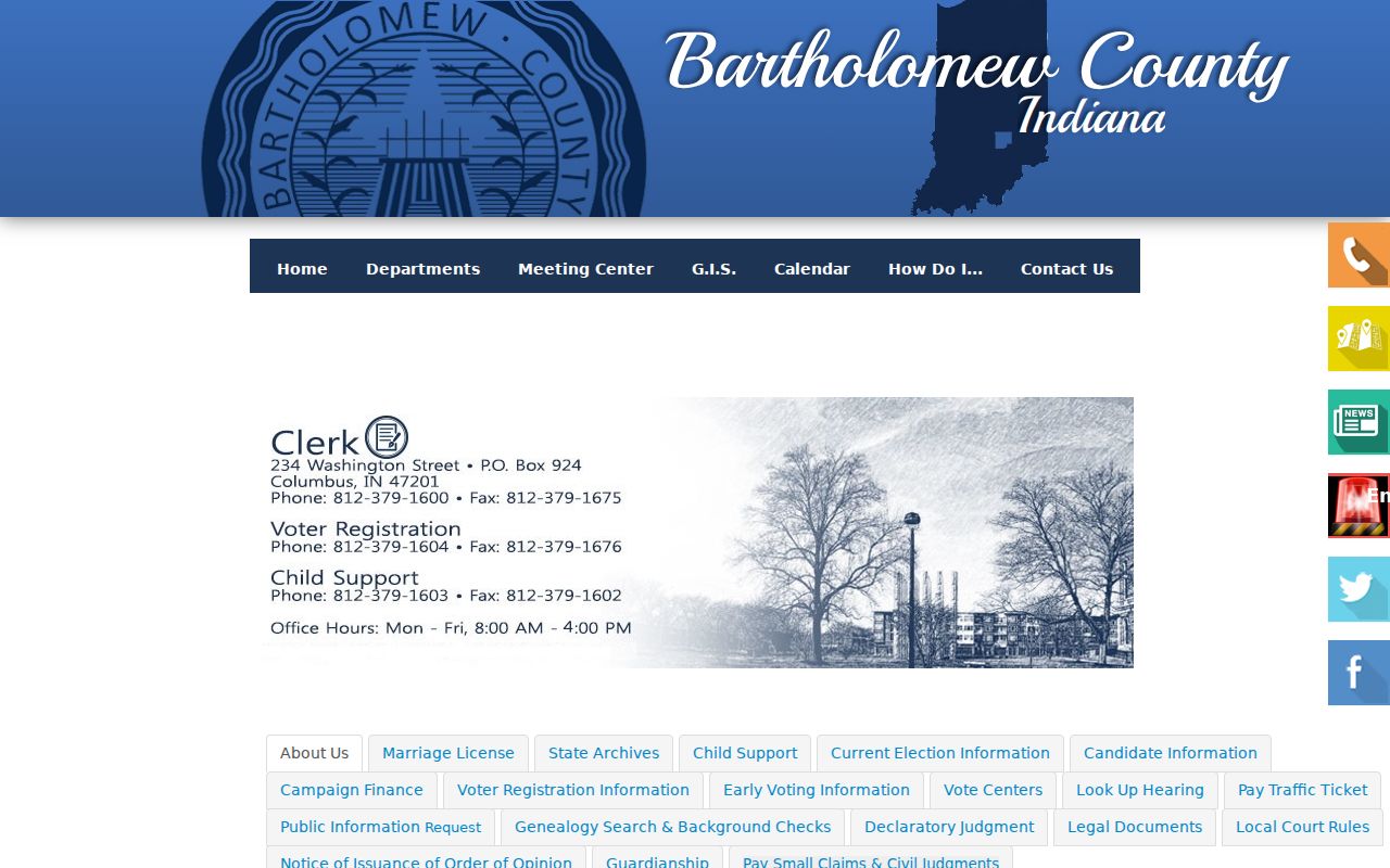 Bartholomew County court docket Clerk record request page